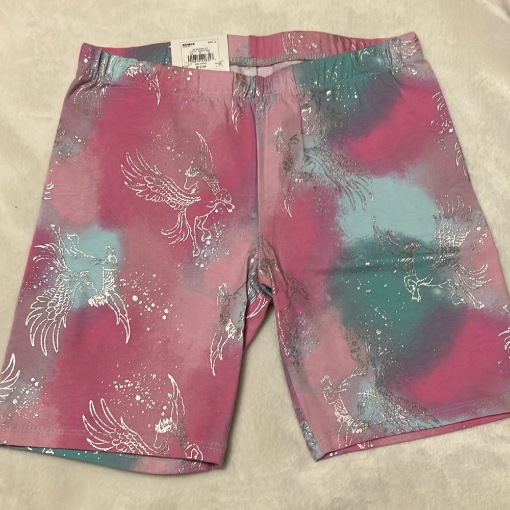 NWT So Bike short Pastel pink/aqua w/ silver unicorns